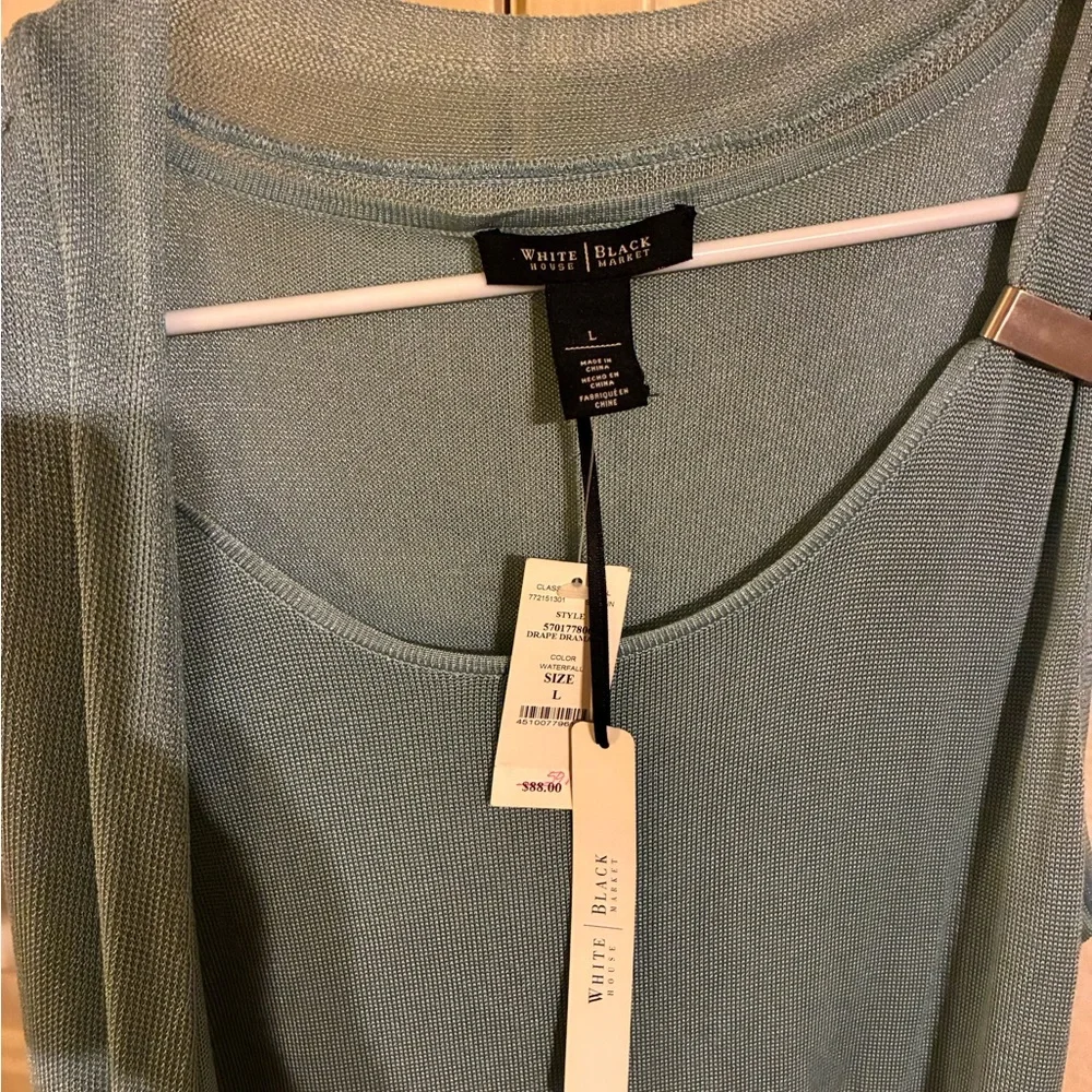 White House Black Market Green Tie Front Tank Top - Picture 2 of 2